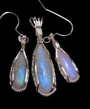 Load image into Gallery viewer, Custom Wire Wrapped Moonstone Set: Earrings Necklace/Pendant Sterling Silver