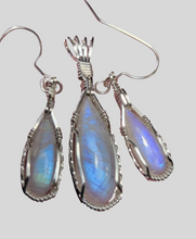 Load image into Gallery viewer, Custom Wire Wrapped Moonstone Set: Earrings Necklace/Pendant Sterling Silver