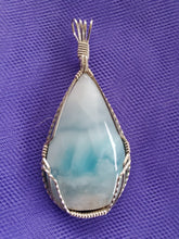 Load image into Gallery viewer, Custom Wire Wrapped Larimar From Dominican Republic Necklace/Pendant Sterling Silver