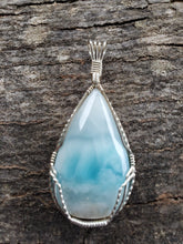 Load image into Gallery viewer, Custom Wire Wrapped Larimar From Dominican Republic Necklace/Pendant Sterling Silver