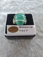 Load image into Gallery viewer, Custom Amazonite Ring Size 7  Wire Wrapped in Sterling Silver
