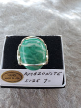 Load image into Gallery viewer, Custom Amazonite Ring Size 7 1/2  Wire Wrapped in Sterling Silver