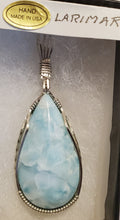 Load image into Gallery viewer, Custom Wire Wrapped  Larimar Necklace/Pendant in Sterling Silver