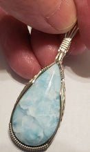 Load image into Gallery viewer, Custom Wire Wrapped  Larimar Necklace/Pendant in Sterling Silver