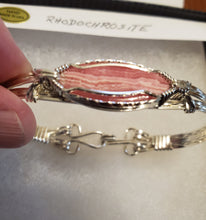 Load image into Gallery viewer, Custom Wire Wrapped Rhodochrosite Bracelet Sterling Silver Wire Size 6 1/2