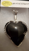Load image into Gallery viewer, Custom Wire Wrapped Hokie Stone Virginia Tech Quarries Heart Necklace/Pendant Sterling Silver