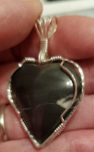 Load image into Gallery viewer, Custom Wire Wrapped Hokie Stone Virginia Tech Quarries Heart Necklace/Pendant Sterling Silver