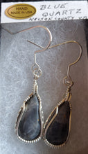 Load image into Gallery viewer, Custom Wire Wrapped Blue Quartz Earrings Sterling Silver