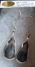 Load image into Gallery viewer, Custom Wire Wrapped Blue Quartz Earrings Sterling Silver