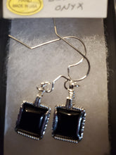 Load image into Gallery viewer, Custom Wire Wrapped Black Onyx Sterling Silver Earrings