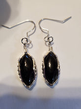 Load image into Gallery viewer, Custom Black Onyx Sterling Silver Wire Wrapped Earrings