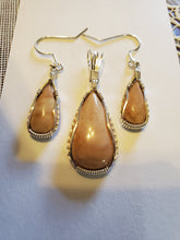 Load image into Gallery viewer, Custom Wire Wrapped Pink Hokie Stone from Virginia Tech Quarries set Earrings, Necklace/Pendant Sterling Silver