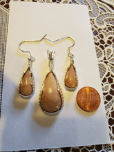 Load image into Gallery viewer, Custom Wire Wrapped Pink Hokie Stone from Virginia Tech Quarries set Earrings, Necklace/Pendant Sterling Silver