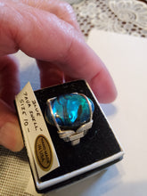 Load image into Gallery viewer, Custom Wire Wrapped Blue Paua Shell Ring 10 1/2 Sterling Silver