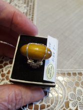 Load image into Gallery viewer, Custom Wire Wrapped Honey Tiger Eye Ring Sterling Silver 7 1/2