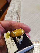 Load image into Gallery viewer, Custom Wire Wrapped Honey Tiger Eye Ring Sterling Silver 7 1/2