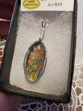 Load image into Gallery viewer, Custom Wire Wrapped Dichroic Glass Necklace/Pendant Sterling Silver