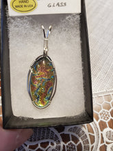 Load image into Gallery viewer, Custom Wire Wrapped Dichroic Glass Necklace/Pendant Sterling Silver