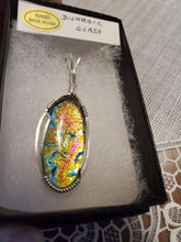 Load image into Gallery viewer, Custom Wire Wrapped Dichroic Glass Necklace/Pendant Sterling Silver