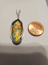 Load image into Gallery viewer, Custom Wire Wrapped Dichroic Glass Necklace/Pendant Sterling Silver