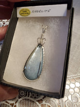 Load image into Gallery viewer, Custom Wire Wrapped Double Sided Angelite Necklace/Pendant Sterling Silver