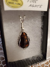 Load image into Gallery viewer, Custom Wire Wrapped Mexican Fire Agate Necklace/Pendant Sterling Silver