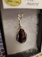 Load image into Gallery viewer, Custom Wire Wrapped Mexican Fire Agate Necklace/Pendant Sterling Silver