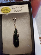 Load image into Gallery viewer, Custom Wire Wrapped Maw Sit Sit Jade Necklace/Pendant Sterling Silver
