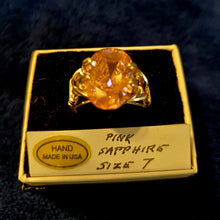 Load image into Gallery viewer, Custom Wire Wrapped Pink Sapphire Ring Size 7 Sterling Silver