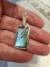 Load image into Gallery viewer, Custom Wire Wrapped Labradorite Necklace/Pendant in Sterling Silver