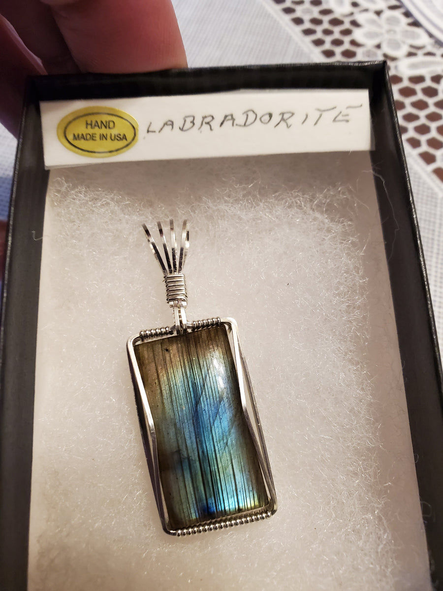 Labradorite Reversible popular Sterling Silver wire wrapped pendant