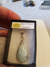 Load image into Gallery viewer, Custom Wire Wrapped Aquamarine Necklace/Pendant Sterling Silver