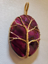 Load image into Gallery viewer, Custom Wire Wrapped Purple Paua Shell Necklace/Pendant 14Kgf