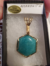 Load image into Gallery viewer, Custom Wire Wrapped Amazonite AAA+ Quality Virginia Gemstone Necklace/Pendant 14kgf