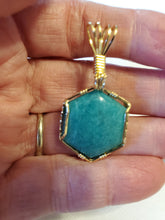 Load image into Gallery viewer, Custom Wire Wrapped Amazonite AAA+ Quality Virginia Gemstone Necklace/Pendant 14kgf