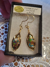 Load image into Gallery viewer, Custom Wire Wrapped Turquoise Oyster & Copper  Earrings 14Kgf