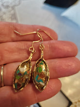 Load image into Gallery viewer, Custom Wire Wrapped Turquoise Oyster & Copper  Earrings 14Kgf