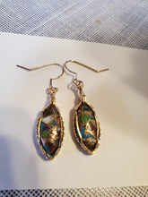 Load image into Gallery viewer, Custom Wire Wrapped Turquoise Oyster & Copper  Earrings 14Kgf