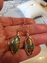 Load image into Gallery viewer, Custom Wire Wrapped Turquoise Oyster & Copper  Earrings 14Kgf