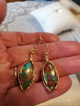 Load image into Gallery viewer, Custom Wire Wrapped Turquoise Oyster & Copper  Earrings 14Kgf