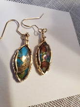 Load image into Gallery viewer, Custom Wire Wrapped Turquoise Oyster & Copper  Earrings 14Kgf