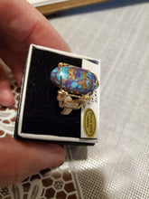 Load image into Gallery viewer, Custom Wire Wrapped Purple Mojave Turquoise & Copper 14Kgf Ring Size 8