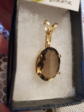 Load image into Gallery viewer, Custom Wire Wrapped Faceted Smokey Quartz Necklace/Pendant 14KGF