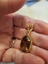 Load image into Gallery viewer, Custom Wire Wrapped Faceted Smokey Quartz Necklace/Pendant 14KGF