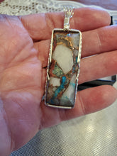 Load image into Gallery viewer, Custom Wire Wrapped Ithaca Peak Turquoise & Copper Kingman Mine AZ Necklace/Pendant Sterling Silver