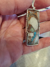 Load image into Gallery viewer, Custom Wire Wrapped Ithaca Peak Turquoise & Copper Kingman Mine AZ Necklace/Pendant Sterling Silver