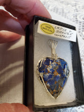 Load image into Gallery viewer, Custom Wire Wrapped Heart Lapis & Bronze Compsite Necklace/Pendant Sterling Silver