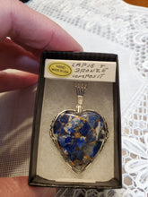 Load image into Gallery viewer, Custom Wire Wrapped Heart Lapis & Bronze Compsite Necklace/Pendant Sterling Silver