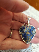 Load image into Gallery viewer, Custom Wire Wrapped Heart Lapis & Bronze Compsite Necklace/Pendant Sterling Silver