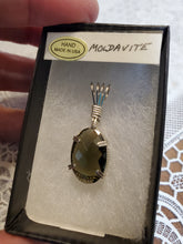 Load image into Gallery viewer, Custom Wire Wrapped Faceted Moldavite Necklace/Pendant Sterling Silver